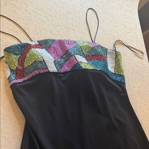 Black Dress with Colorful Beaded Bodice